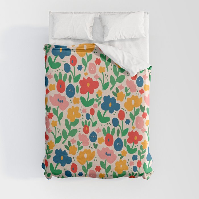 Retro Floral Realness Duvet Cover