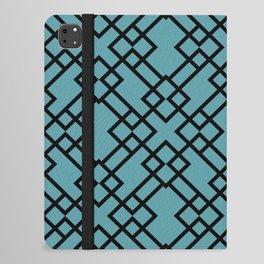 Black and Aqua Minimal Line Art Pattern - Coloro 2022 Popular Color Turquoise Tonic 093-60-15 iPad Folio Case