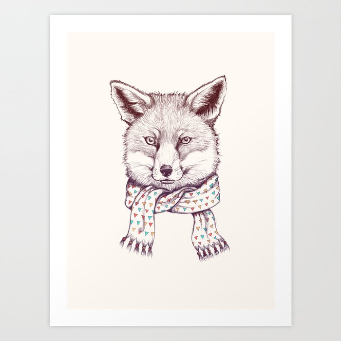 Fox and scarf Art Print