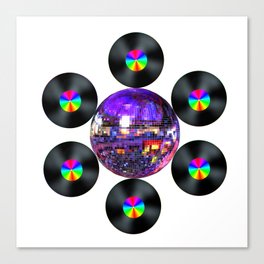 Disco Rainbow Album Flower Canvas Print