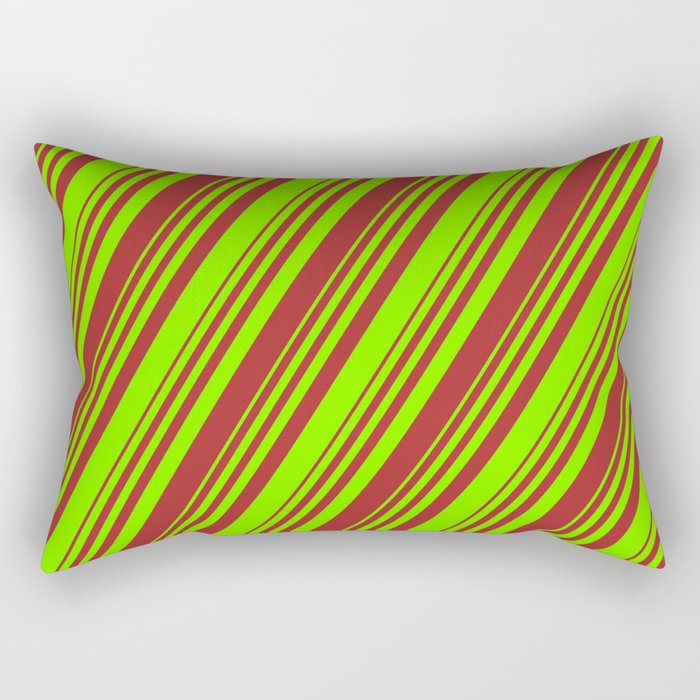 Chartreuse and Brown Colored Stripes/Lines Pattern Rectangular Pillow