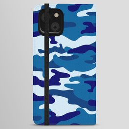 Camouflage Pattern Blue Colours iPhone Wallet Case