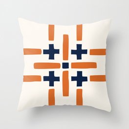 Geometric Shapes Pattern in Vintage orange and Navy Blue Throw Pillow