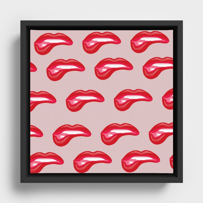 Red Lips and love Framed Canvas