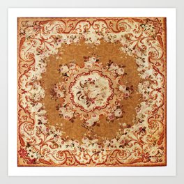 Aubusson 19th Century French Floral Rug Print Art Print