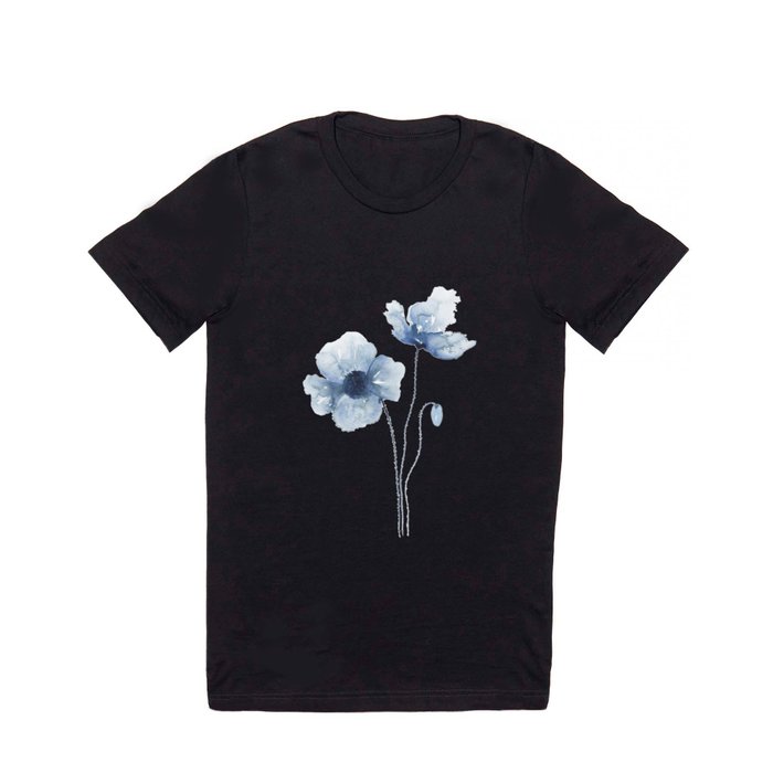 Blue Watercolor Poppies T Shirt