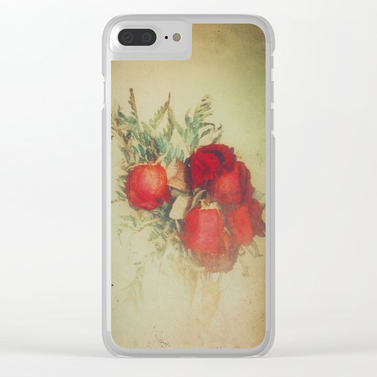 Vintage Red Roses Clear iPhone Case
