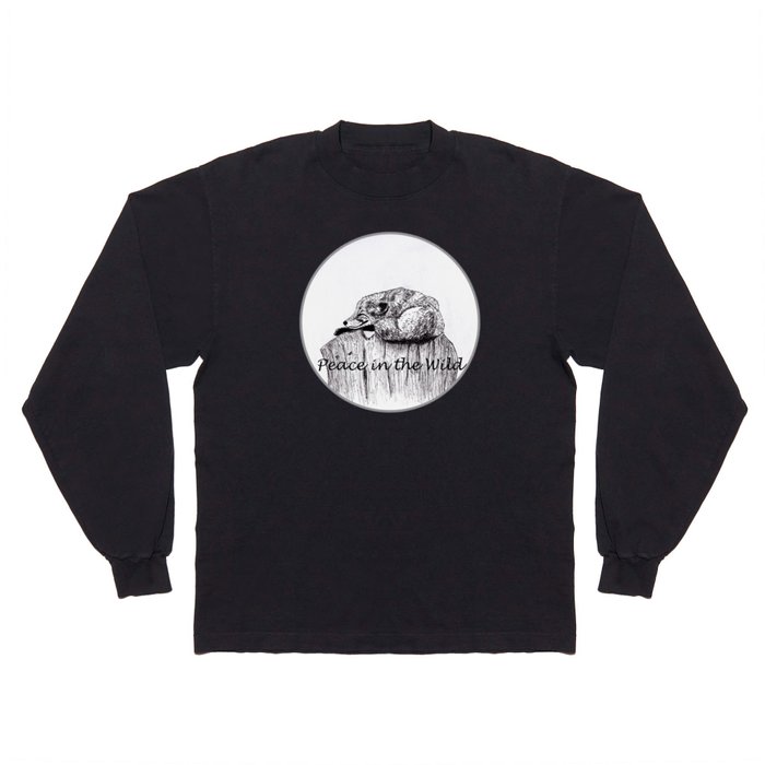 Peace in the Wild - Fox ink Drawings Long Sleeve T Shirt