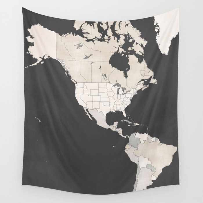 Chalkboard map of North America Wall Tapestry