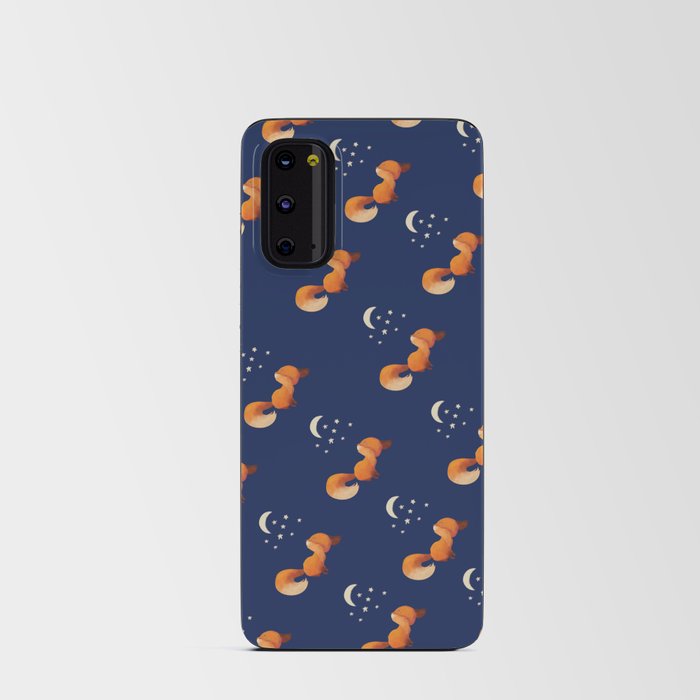 Moon And Fox Cute Animal Lover Print Pattern Android Card Case
