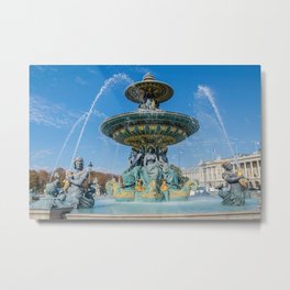 Fountain in Paris, France Metal Print | Cityscape, Square, Blue, Sculpture, Paris, France, Monument, Photo, Architecture, French 