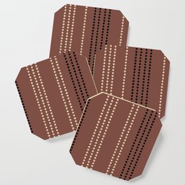 Spotted Ethnic Stripes, Ivory, Black and Sienna Coaster