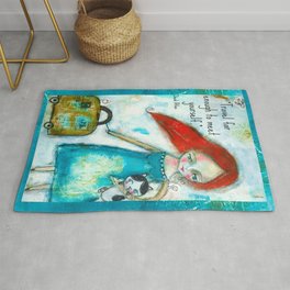 Travel girl quote Rug