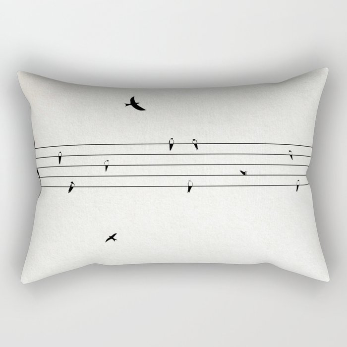 Music Score with Birds Rectangular Pillow