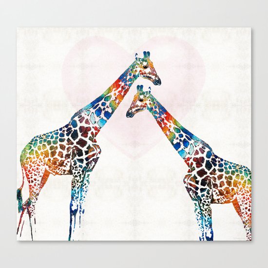Colorful Giraffe Art - I've Got Your Back - By Sharon Cummings Canvas Print