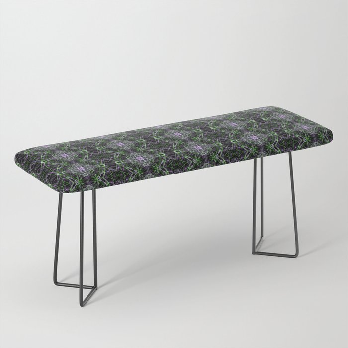 Liquid Light Series 76 ~ Green & Purple Abstract Fractal Pattern Bench