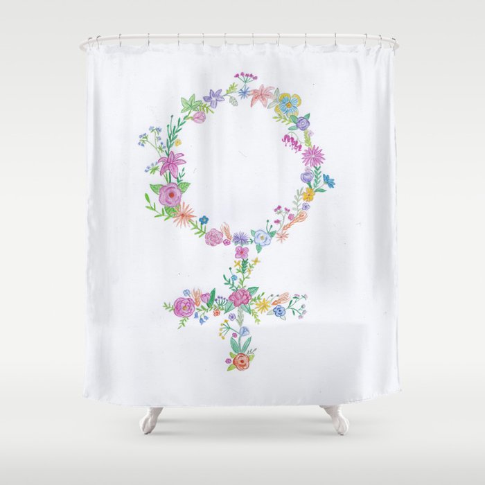 Feminist flower Shower Curtain