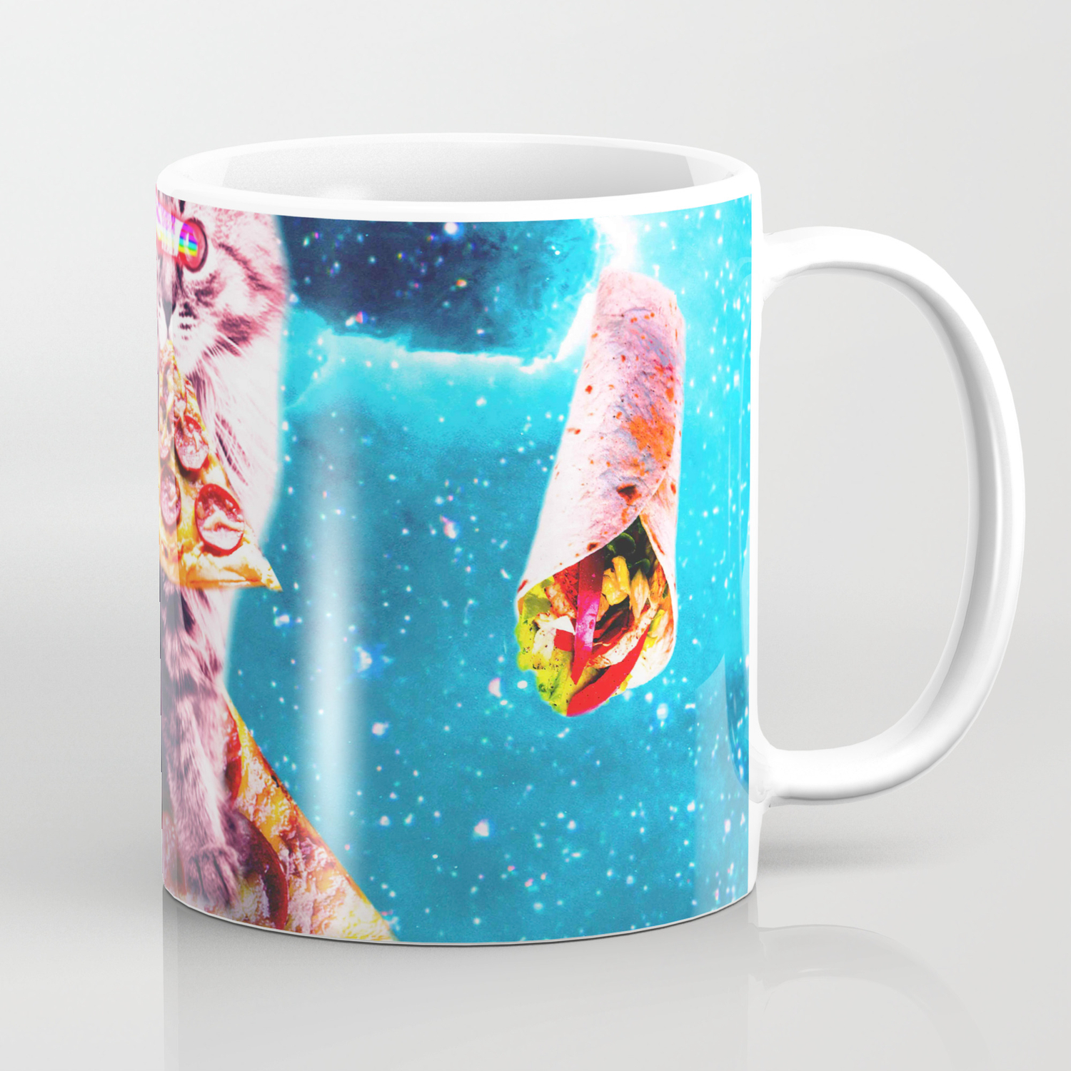Space Pizza Cute Cat Funny Design Novelty Gift Tea Coffee Office Mug 