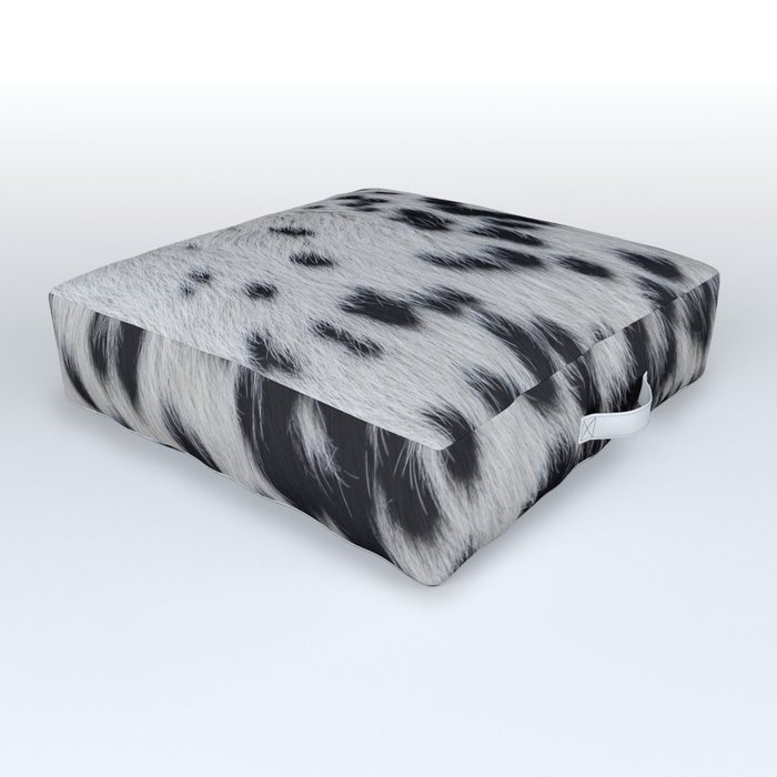 Black and White Cow Skin Print Pattern Modern, Cowhide Faux Leather Outdoor Floor Cushion