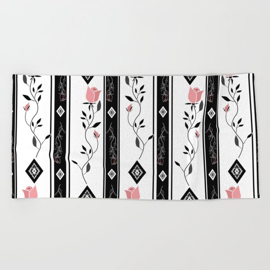 Retro pattern. Roses. Beach Towel