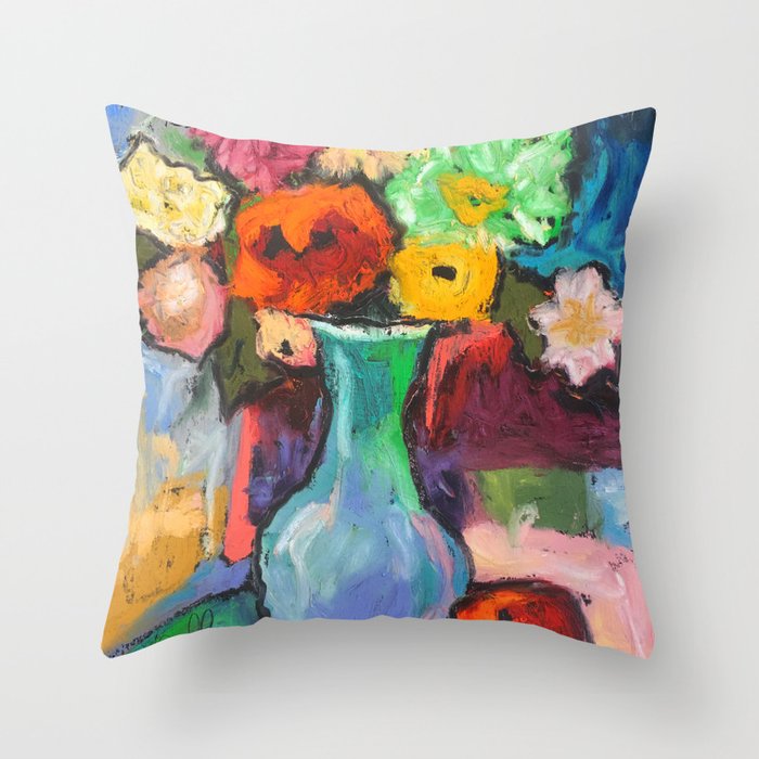 Flowers with Apple Throw Pillow