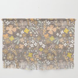 Wild Bohemian Floral Coffee Pattern 1 Wall Hanging