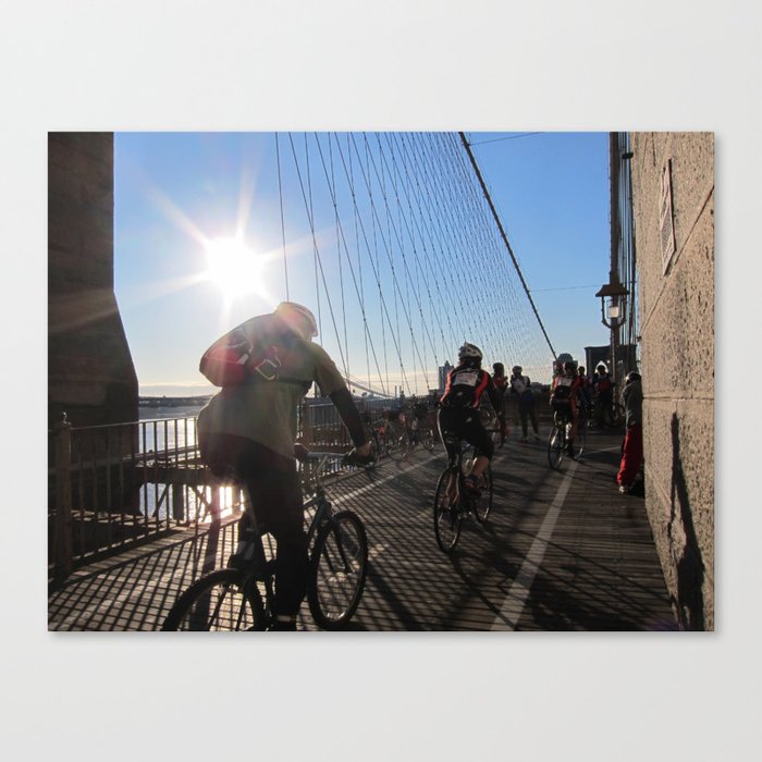 Cyclists on the Brooklyn Bridge Canvas Print