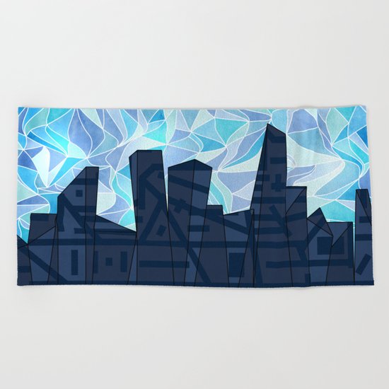 Barruf's Skyline In Blue Beach Towel