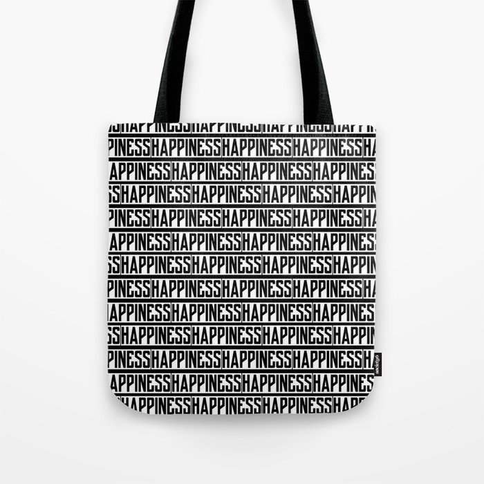 Happiness White and black Tote Bag