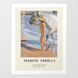 Poster-Joaquin Sorolla-The Horse's bath. Art Print | Painting, Joaquinsorolla, Oil, Poster, Vintageposter, Modern, Horse, Drawing, Vintagepicture, Portrait 