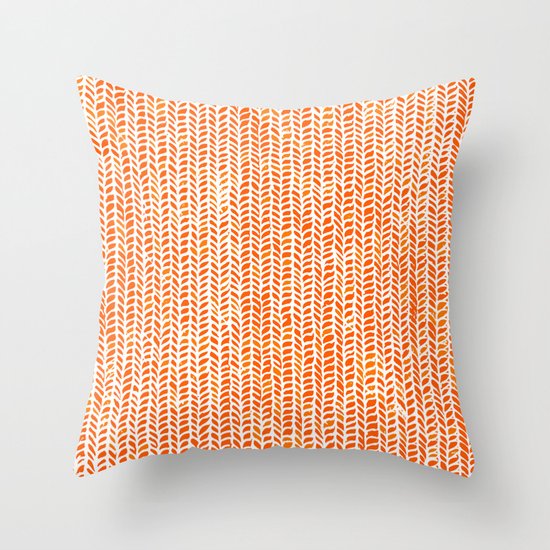 Stockinette Orange Throw Pillow