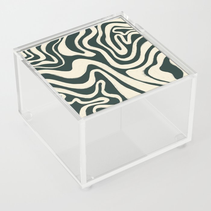 Antique White Swirl Retro Pattern over Pine Grove Green Acrylic Box