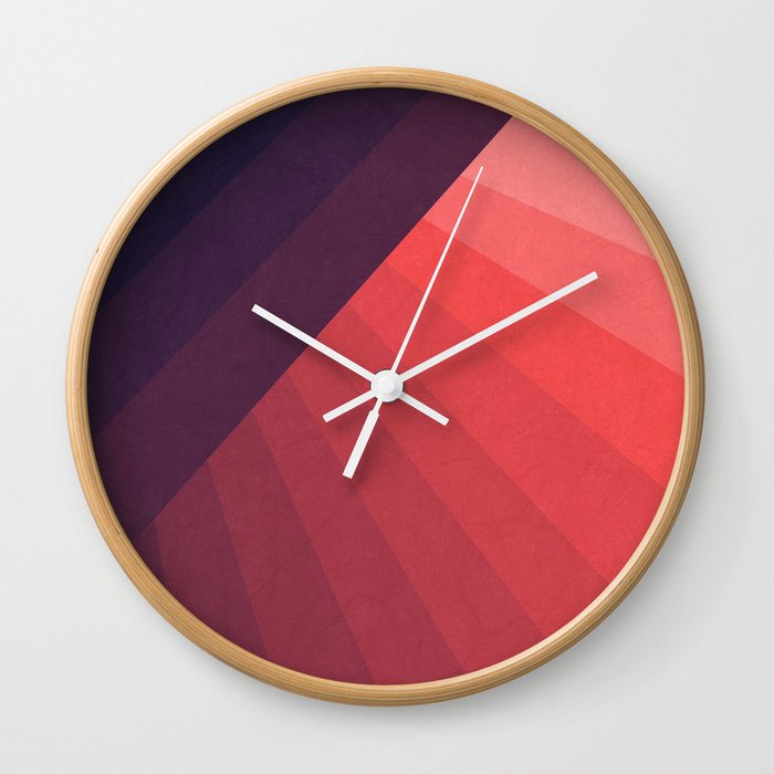 Abstract Geometric Line Gradient Pattern between Dark Blue and Very Soft Red Wall Clock