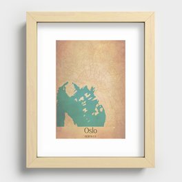 Oslo vintage map Recessed Framed Print