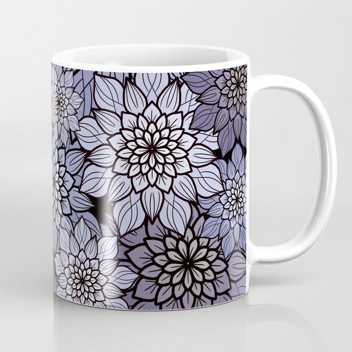 Delicate Purple Mandala Flowers Coffee Mug