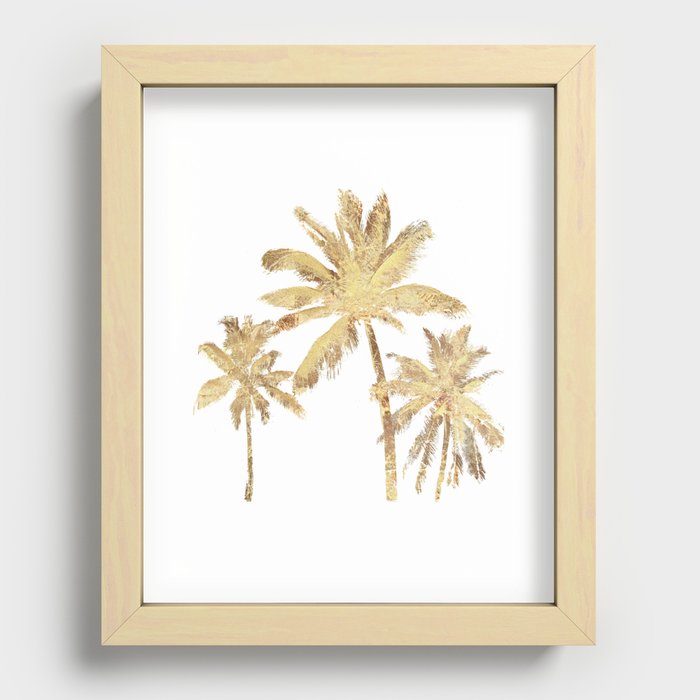 Gold Palm Trees Beach Chic Tropical Recessed Framed Print