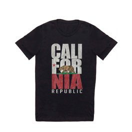 Cali Bear Flag in grungy textures T Shirt