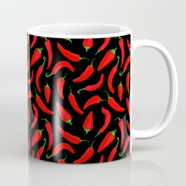 Red Chilli Peppers Pattern Coffee Mug | Mexican, Hot, Chilli Peppers, Fun, Bright, Bridgetsbeachhouse, Graphicdesign, Pepper, Vegetable, Kitchen 