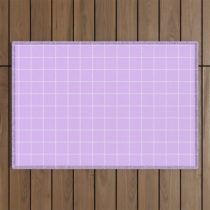 Lavender Purple Pastel Grid  Small Outdoor Rug