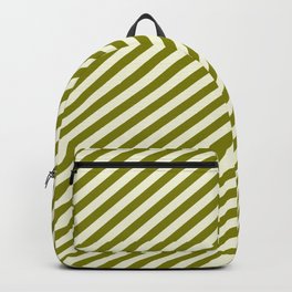[ Thumbnail: Green and Beige Colored Stripes Pattern Backpack ]