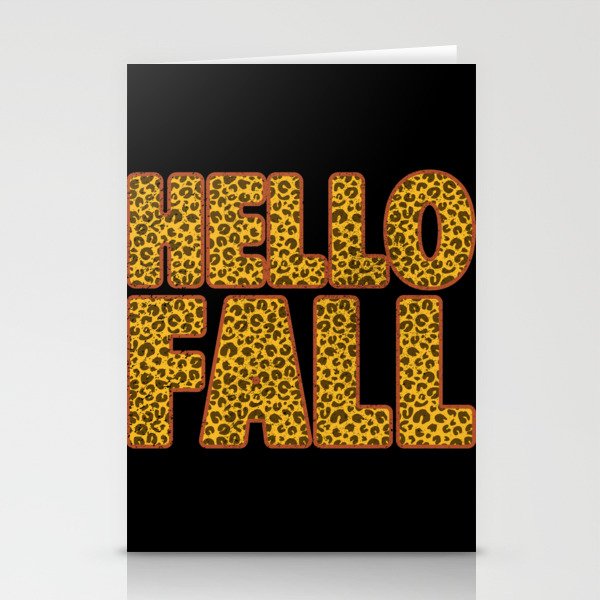 Hello Fall autumn fall season leopard Stationery Cards