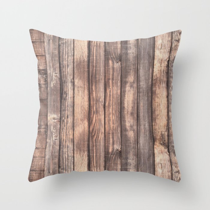 Background of old vertical wooden wall texture photo Throw Pillow