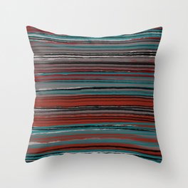 Red and Turquoise Stripes Throw Pillow