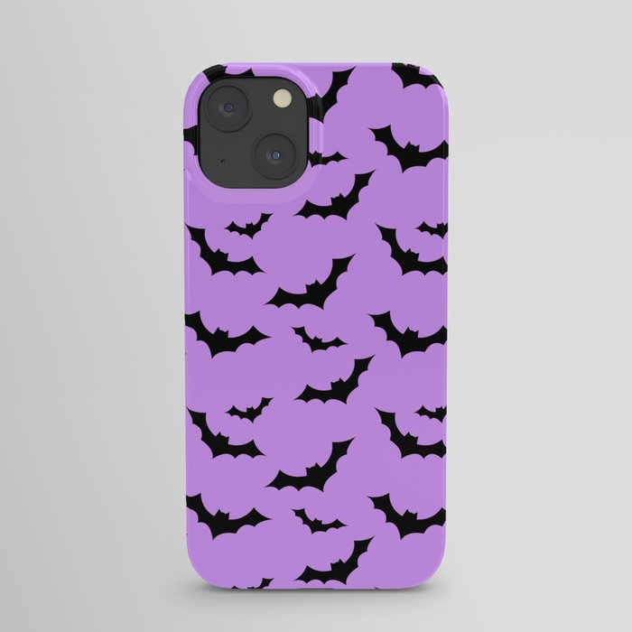 Black Bat Pattern on Purple iPhone Case
