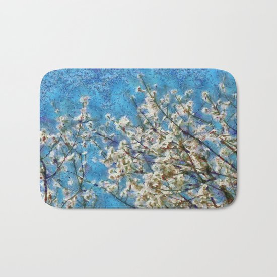 Blossom and Blue Sky In Monet Style Bath Mat