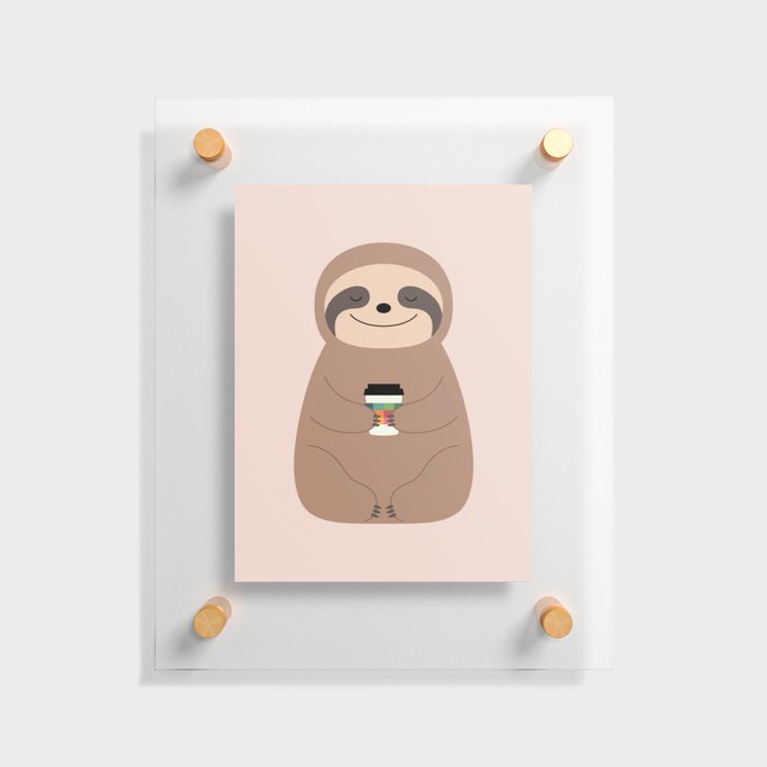 Sloth Coffee Time Floating Acrylic Print