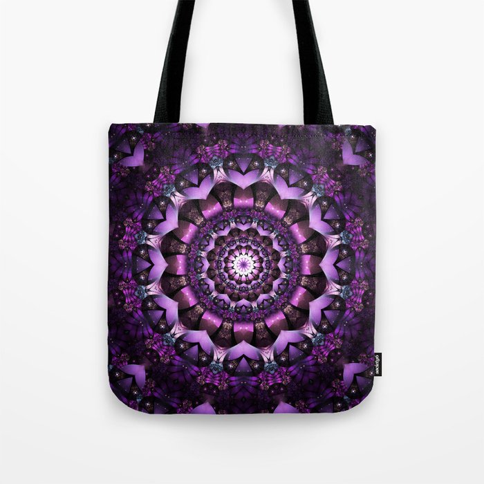Purple Fairy Flower Mandala Tote Bag