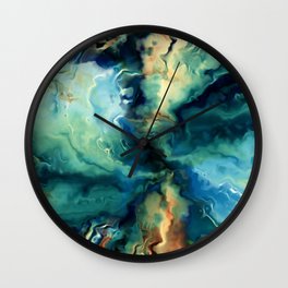 Marbled Ocean Abstract, Navy, Blue, Teal, Green Wall Clock