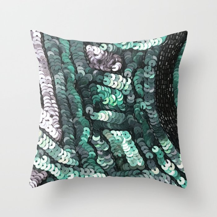 Green Silver Black SEquin Throw Pillow by Simply Chic by