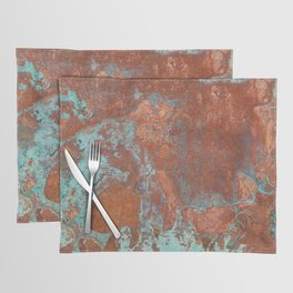 Tarnished Metal Copper Aqua Texture - Natural Marbling Industrial Art  Placemat